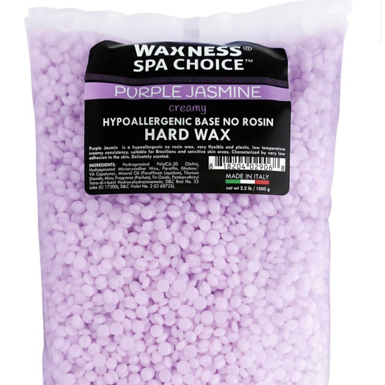 SPA CHOICE PURPLE JASMINE DEMI CREAMY NO ROSIN HARD WAX BEADS 2.2 LB / 1 KG