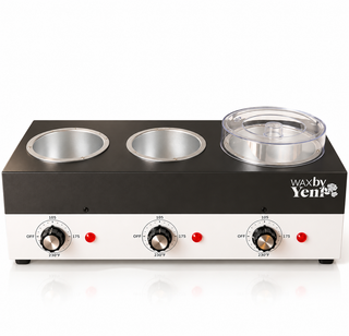 3 Pot Professional Wax Warmer by WaxbyYeni | Triple Hard and Soft Wax Heater, Fits 14 oz Tins