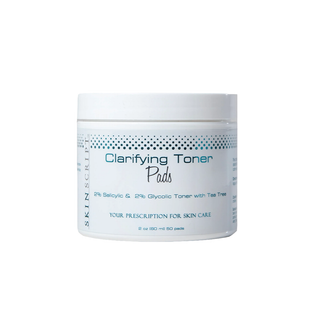 Jar of Skin Scrub Clarifying Toner Pads on a white background