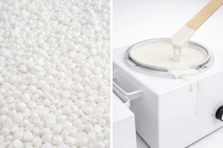 Wax by Yeni 'Coco' creamy white depilatory wax applied for hair removal.