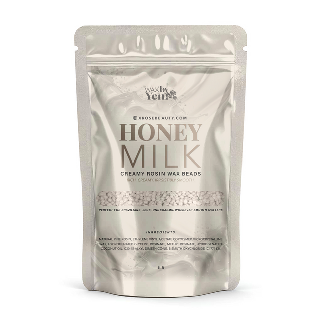 Packaging of Honey Milk creamy rosin wax beads by Waxby You on a white background