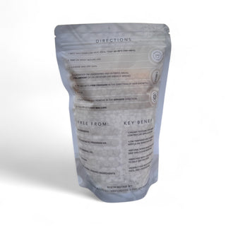 Gray packaging with text on a white background
