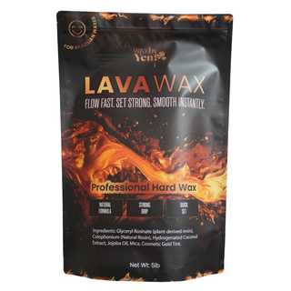 Wax by Yeni 'Lava Wax' professional hard wax beads in 1 lb black and orange flame-themed pouch