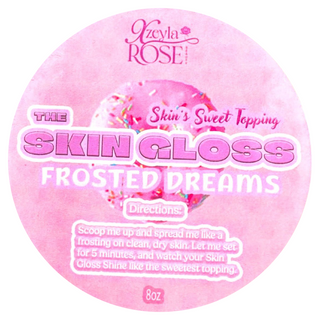 Pink container of 'The Skin Gloss Frosted Dreams' by Ozeyla Rose on a white background
