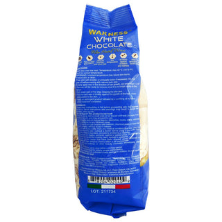 Blue package of Waxness white chocolate on a white background